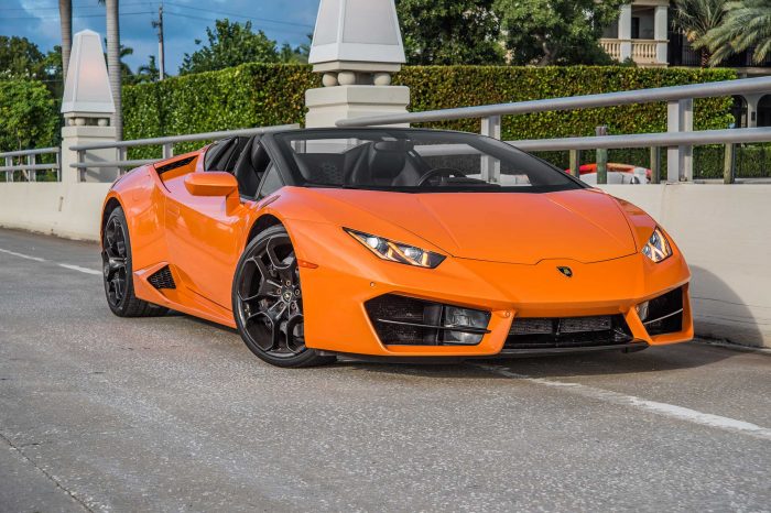 Rent the Lamborghini Huracan Orange with Black in Miami