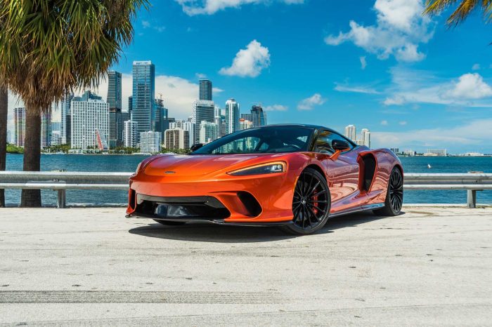 McLaren GT Orange Black Rental in Miami