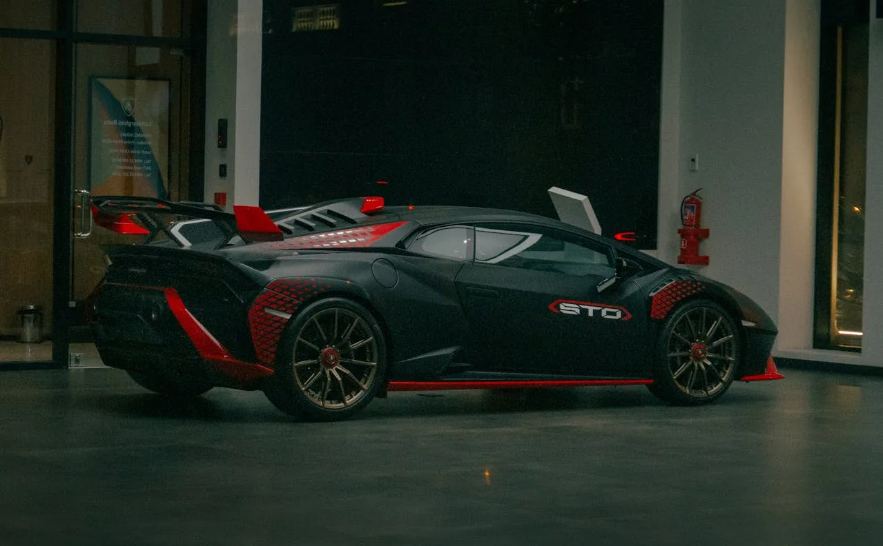 A Black Lamborghini Huracan STO in Garage